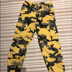 Yellow Cargo Camo Pants